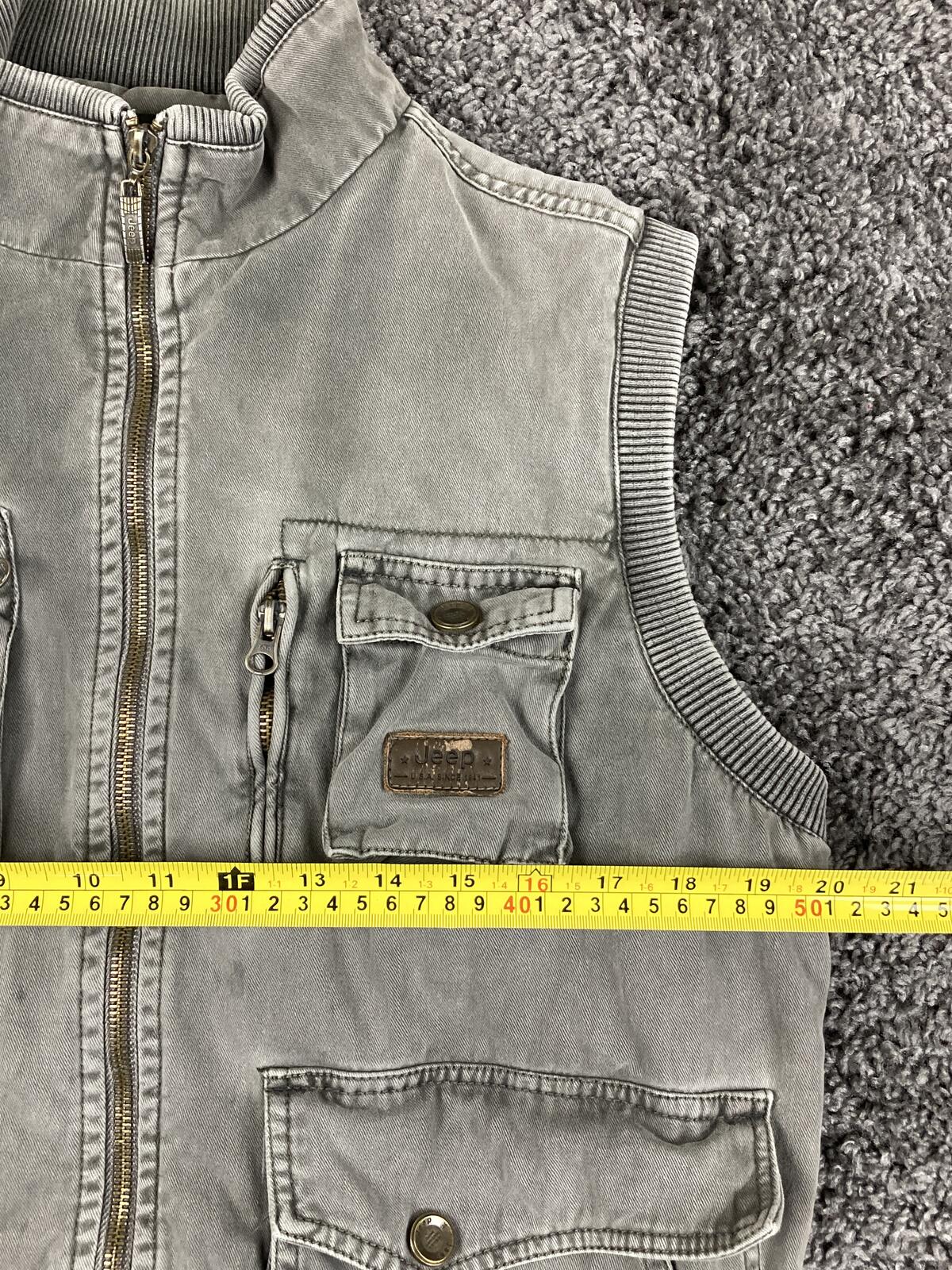 Vintage Jeep Utility Vest Cargo Pocket Men's Gray Full Zip Multi Pocket Size L