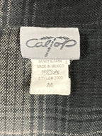 CalTop Plaid Flannel Button Up Shirt Jacket Gray Black Mens Medium