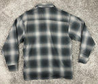 CalTop Plaid Flannel Button Up Shirt Jacket Gray Black Mens Medium