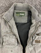 Vintage Jeep Utility Vest Cargo Pocket Men's Gray Full Zip Multi Pocket Size L