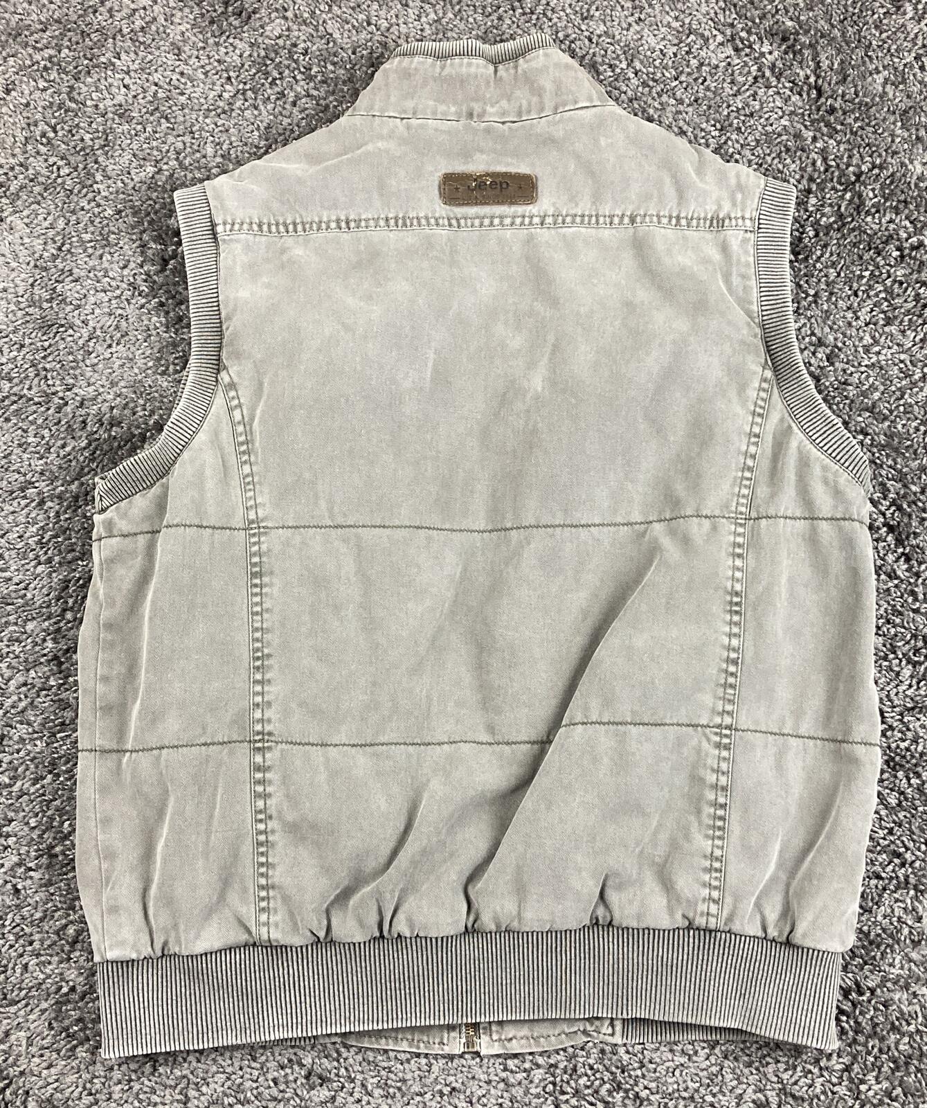 Vintage Jeep Utility Vest Cargo Pocket Men's Gray Full Zip Multi Pocket Size L