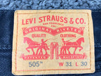 Levi's 505 Regular Fit Jeans 31x30 Black Wash Straight Leg Denim
