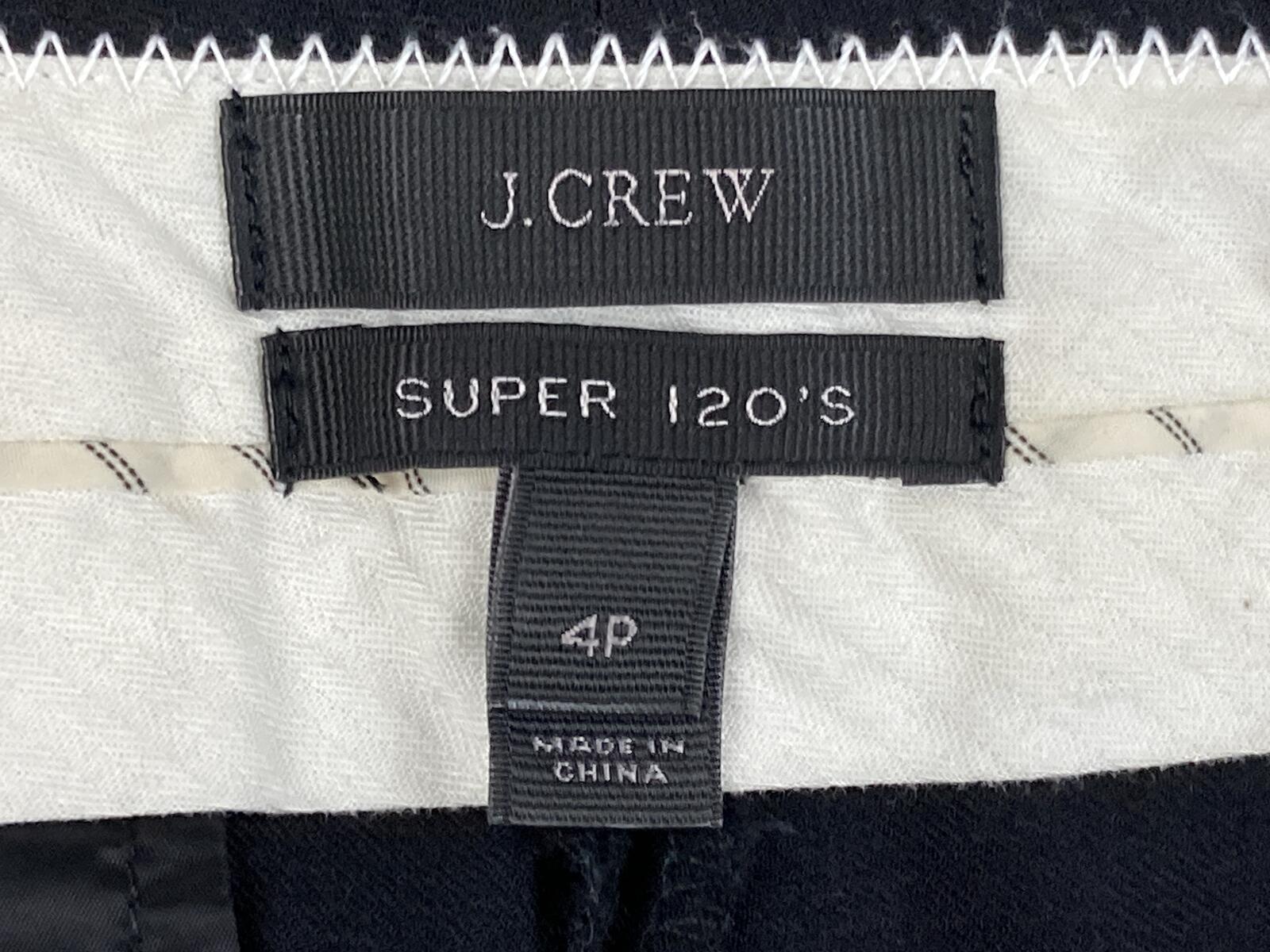 J.Crew Paley Pants Super 120s Wool Black Dress Trousers Sz Petite 4P