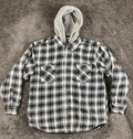 Field & Stream Mens Quilted Lined Flannel Shirt Jacket Hooded Full Zip Plaid XL