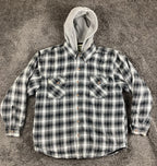 Field & Stream Mens Quilted Lined Flannel Shirt Jacket Hooded Full Zip Plaid XL