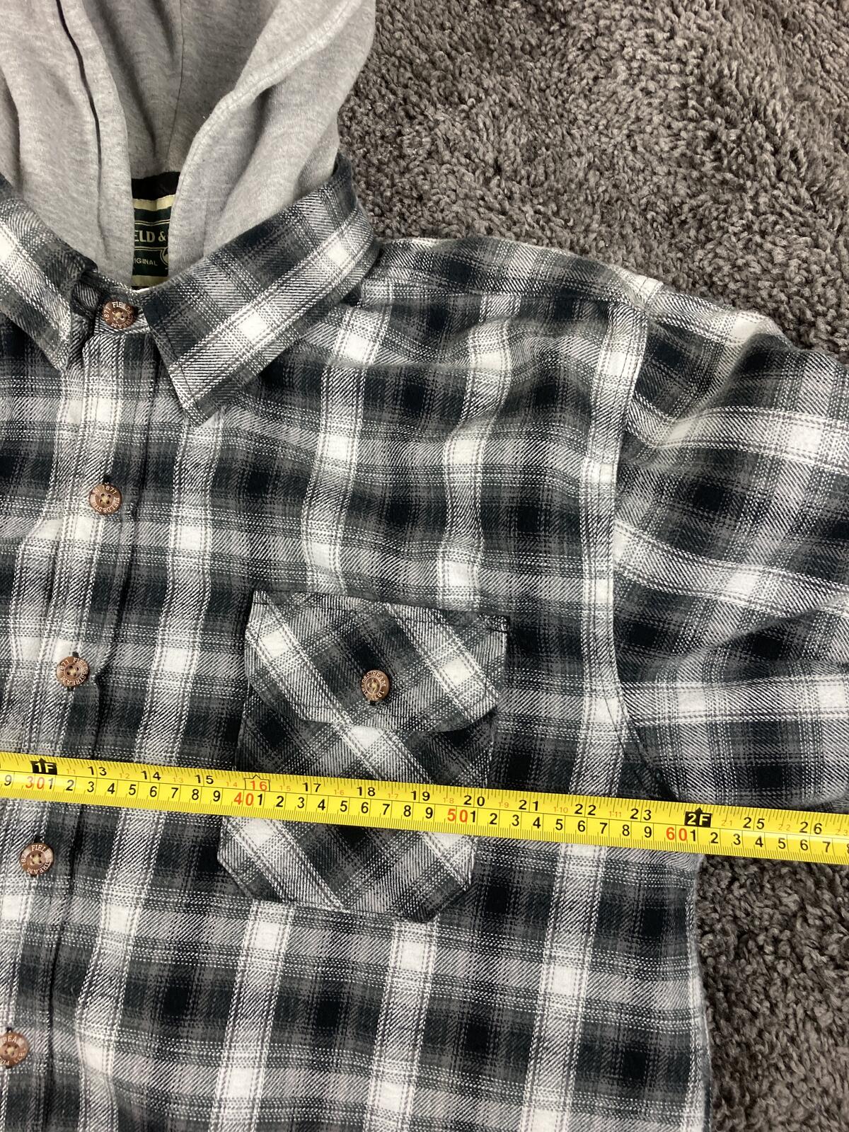 Field & Stream Mens Quilted Lined Flannel Shirt Jacket Hooded Full Zip Plaid XL