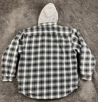 Field & Stream Mens Quilted Lined Flannel Shirt Jacket Hooded Full Zip Plaid XL