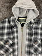 Field & Stream Mens Quilted Lined Flannel Shirt Jacket Hooded Full Zip Plaid XL