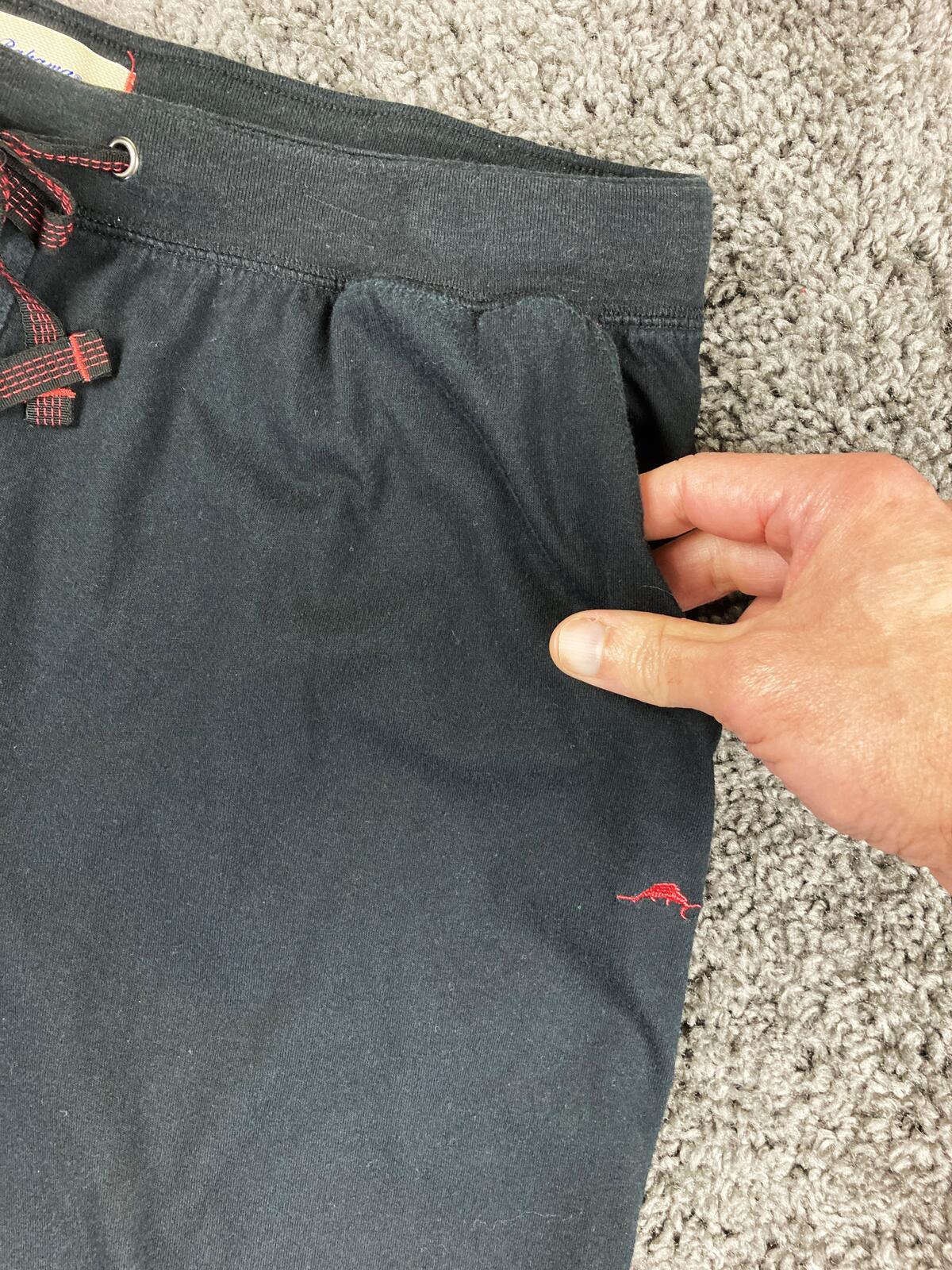 Tommy Bahama Men’s Lounge Pants Black Red Marlin Logo Sleepwear Pajama Sz L