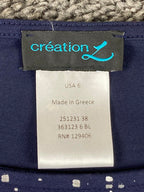 Creation L Navy Long Sleeve Sequin Abstract Top Womens Size 6