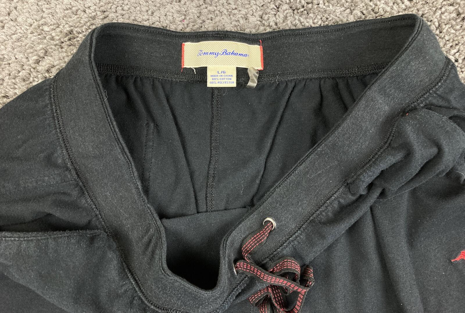 Tommy Bahama Men’s Lounge Pants Black Red Marlin Logo Sleepwear Pajama Sz L