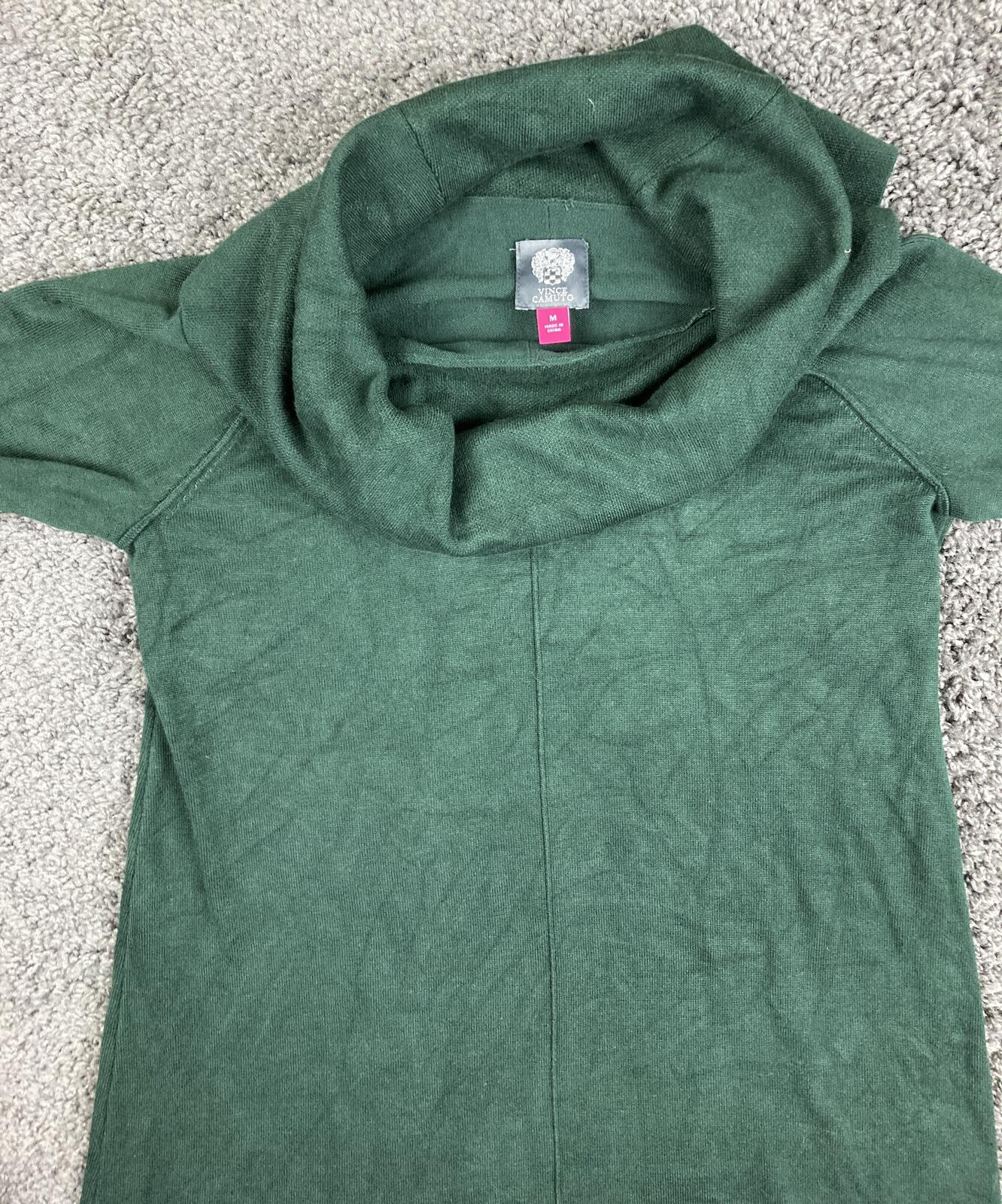 Vince Camuto Green Cowl Neck Tunic Sweater Womens Long Sleeve Knit Pullover Sz M