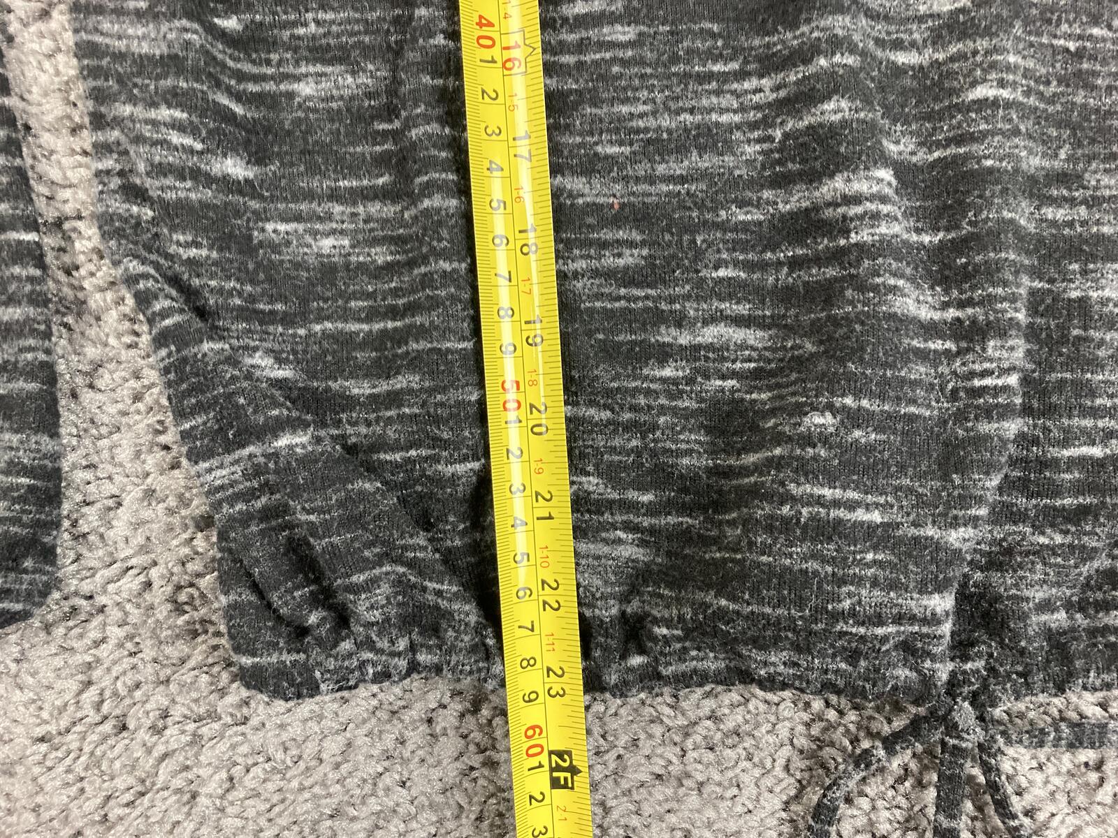 Two by Vince Camuto Space Dye Pullover Top Gray Ruffle Sleeve Drawstring Sz S