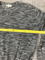 Two by Vince Camuto Space Dye Pullover Top Gray Ruffle Sleeve Drawstring Sz S