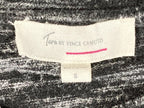Two by Vince Camuto Space Dye Pullover Top Gray Ruffle Sleeve Drawstring Sz S