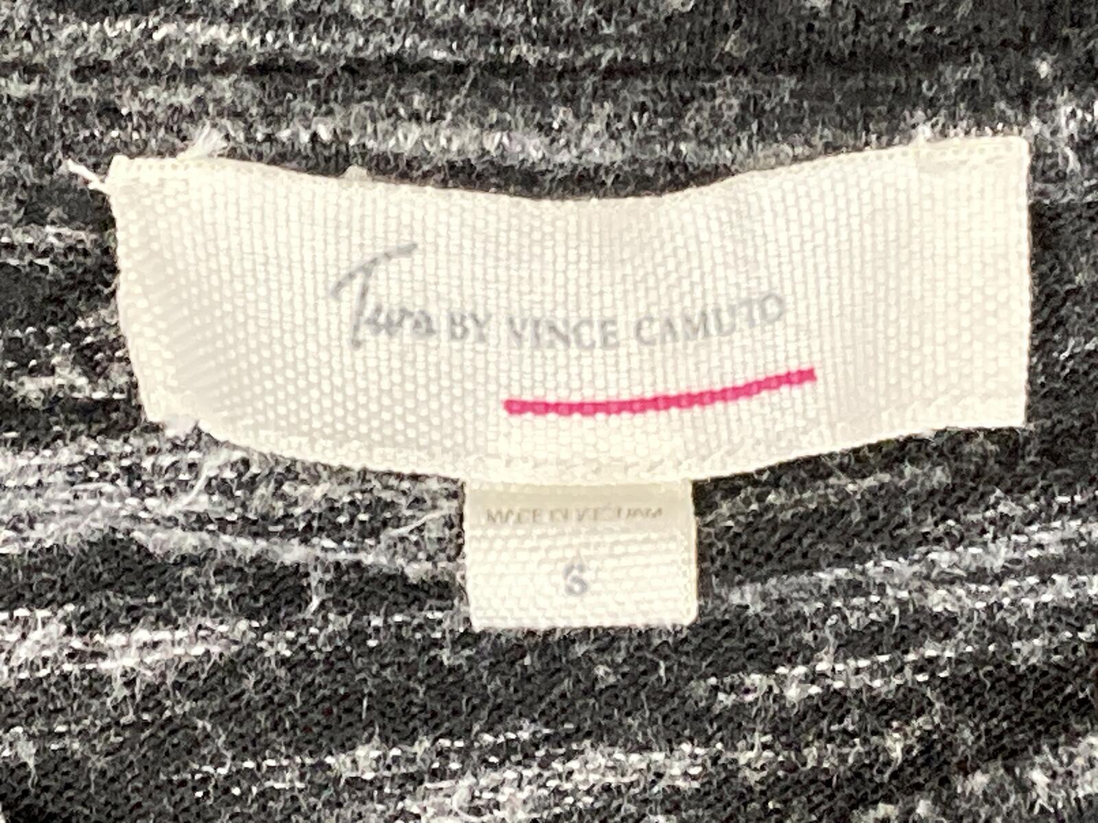 Two by Vince Camuto Space Dye Pullover Top Gray Ruffle Sleeve Drawstring Sz S