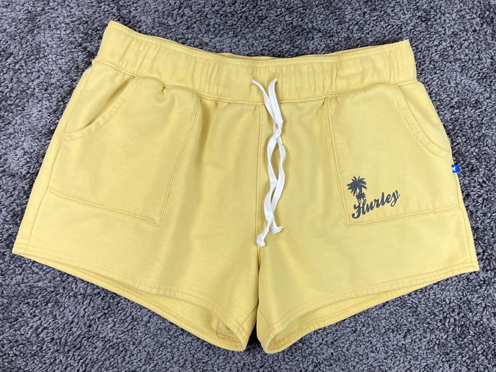 Hurley Women's Fleece Sweatshorts Yellow Size Large Drawstring Pockets