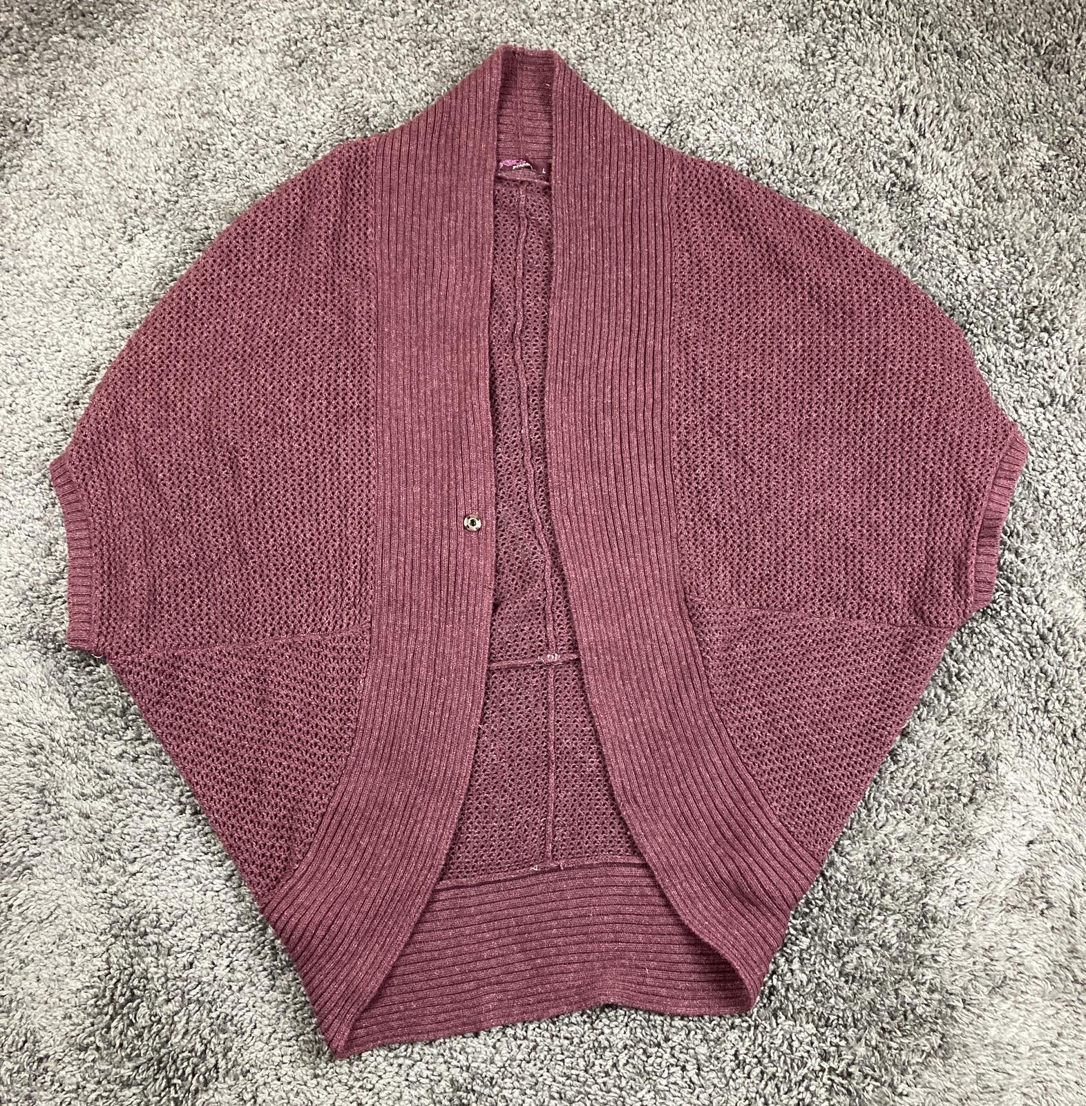 prAna Lima Cocoon Cardigan Sweater Women Purple Organic Cotton Knit Snap Sz L