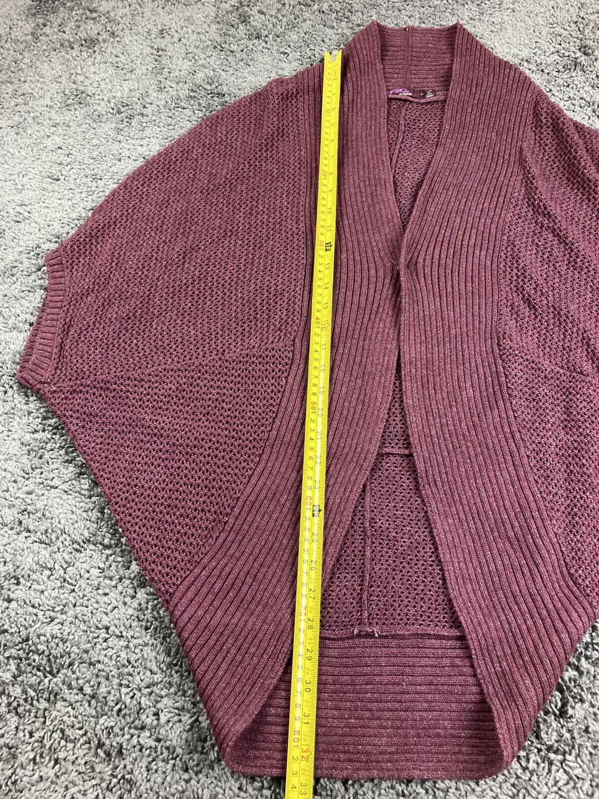 prAna Lima Cocoon Cardigan Sweater Women Purple Organic Cotton Knit Snap Sz L