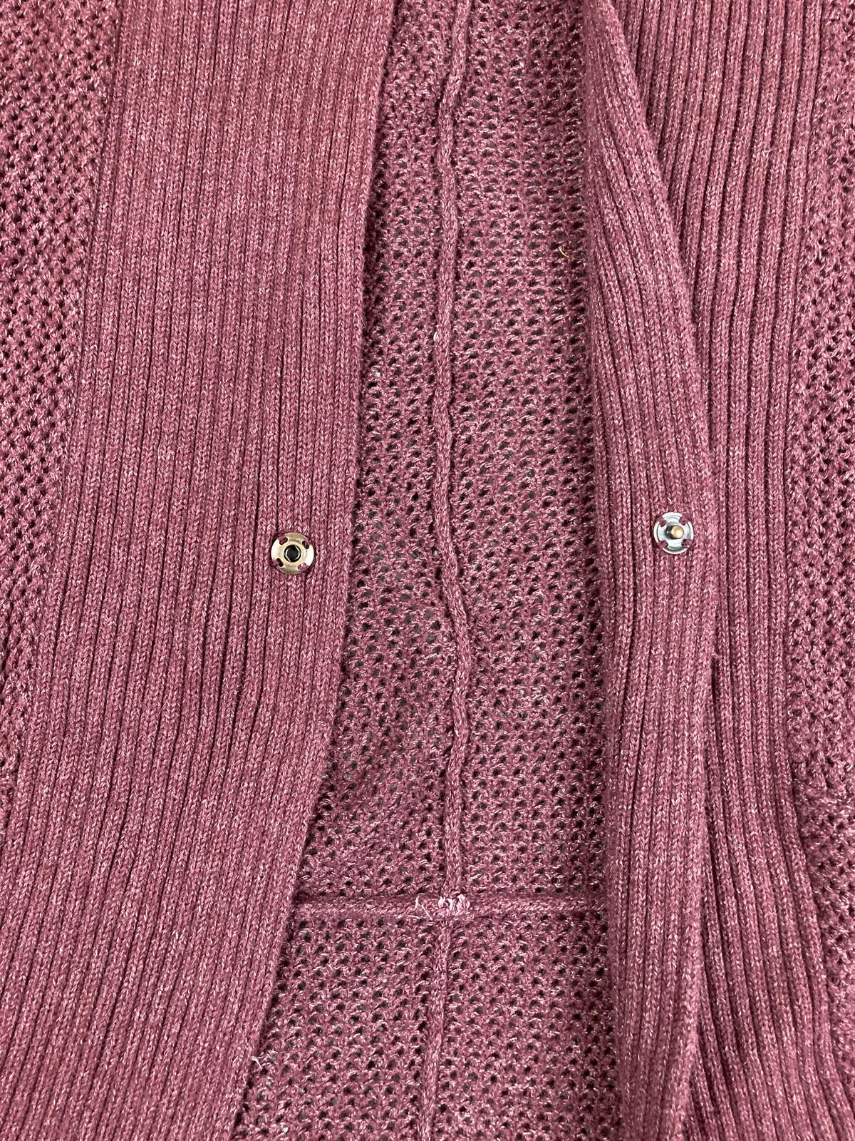 prAna Lima Cocoon Cardigan Sweater Women Purple Organic Cotton Knit Snap Sz L