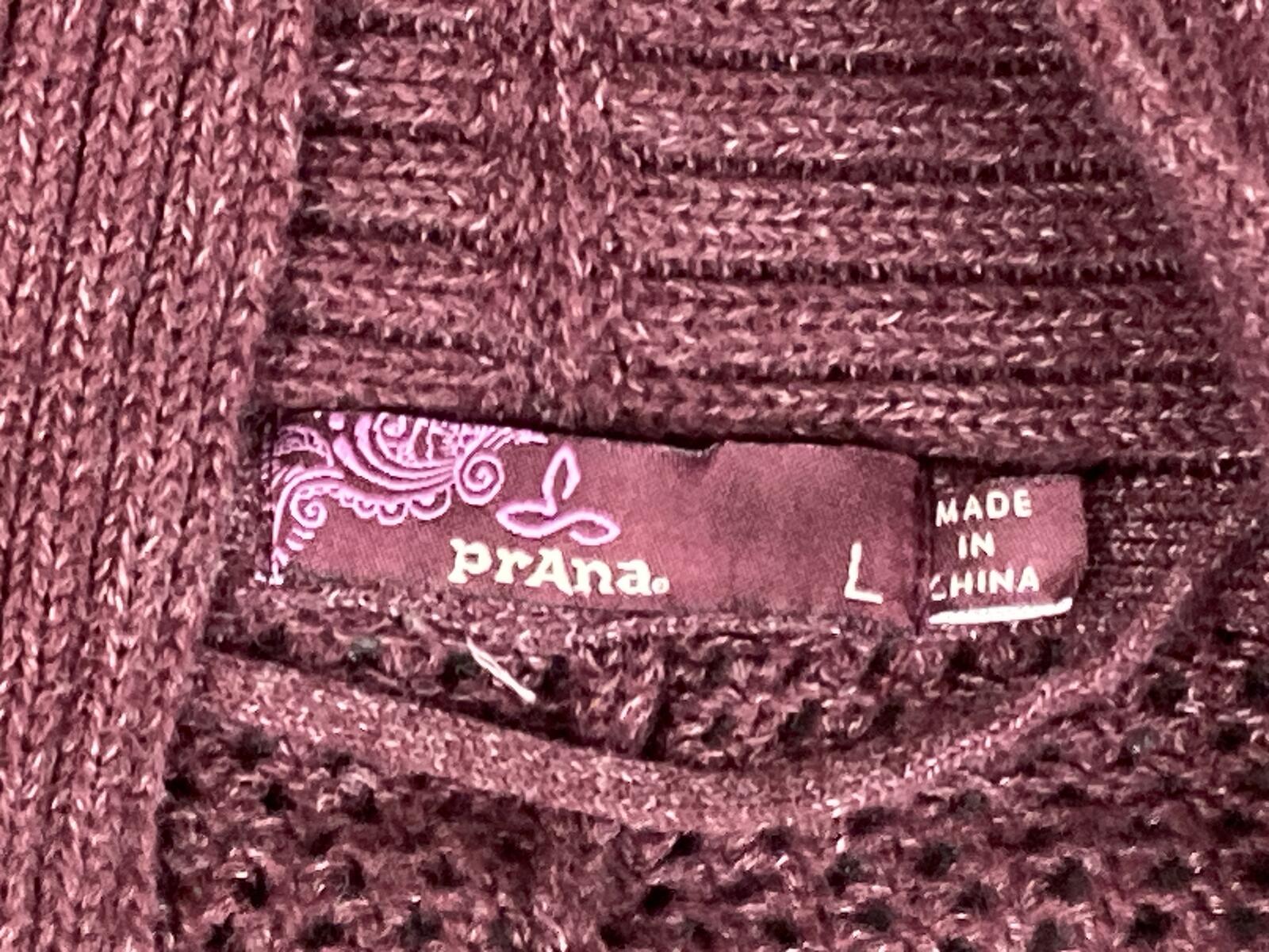prAna Lima Cocoon Cardigan Sweater Women Purple Organic Cotton Knit Snap Sz L