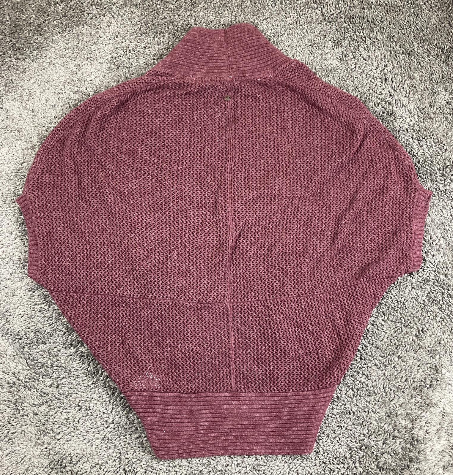 prAna Lima Cocoon Cardigan Sweater Women Purple Organic Cotton Knit Snap Sz L