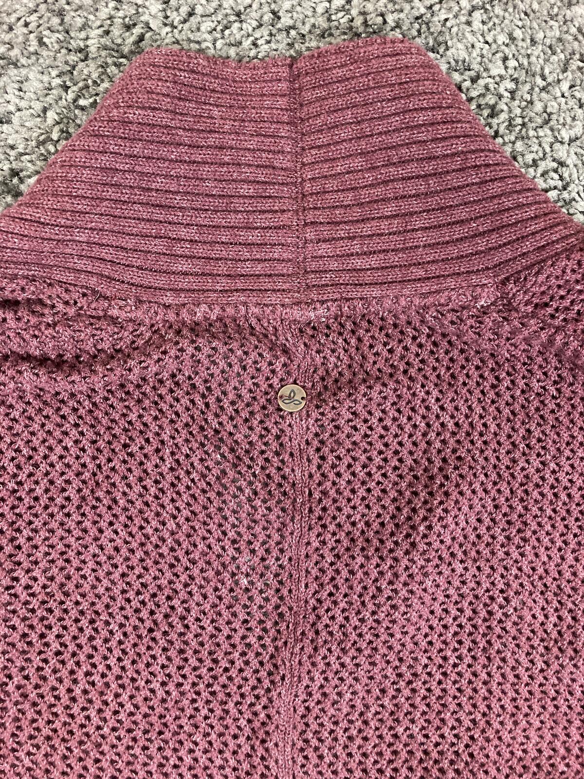 prAna Lima Cocoon Cardigan Sweater Women Purple Organic Cotton Knit Snap Sz L