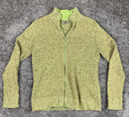 REI Co Op Full Zip Sweater Long Sleeve Stand-Up Collar Heather Green Knit Small