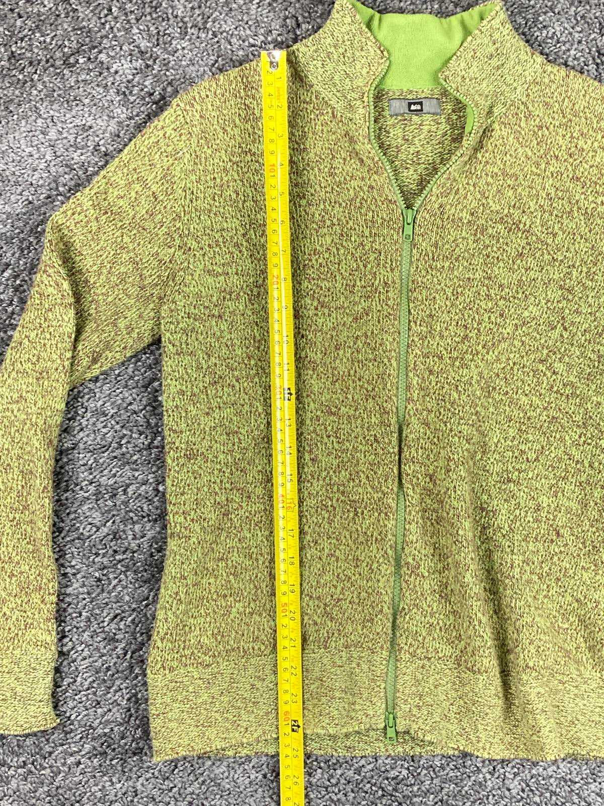 REI Co Op Full Zip Sweater Long Sleeve Stand-Up Collar Heather Green Knit Small