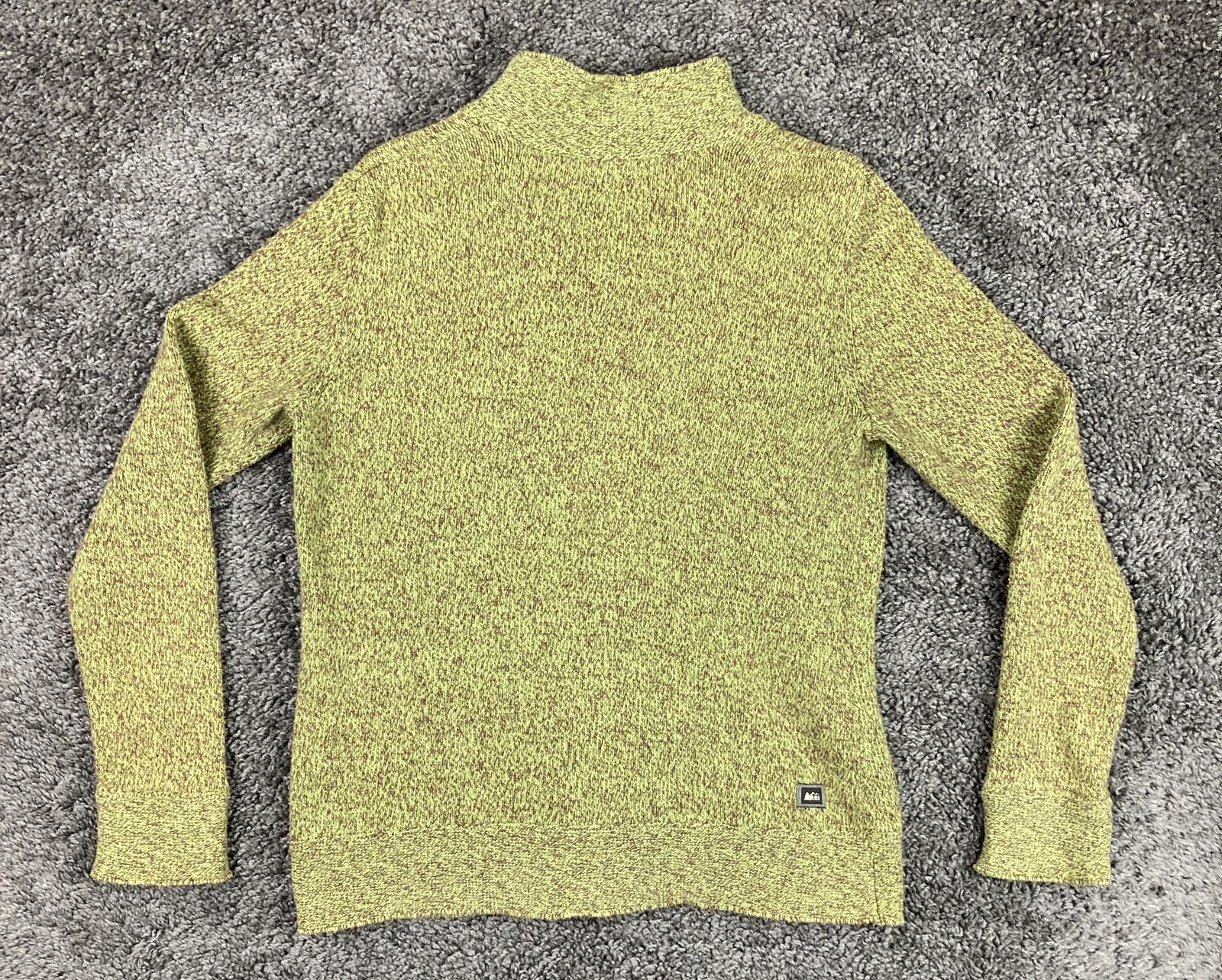 REI Co Op Full Zip Sweater Long Sleeve Stand-Up Collar Heather Green Knit Small