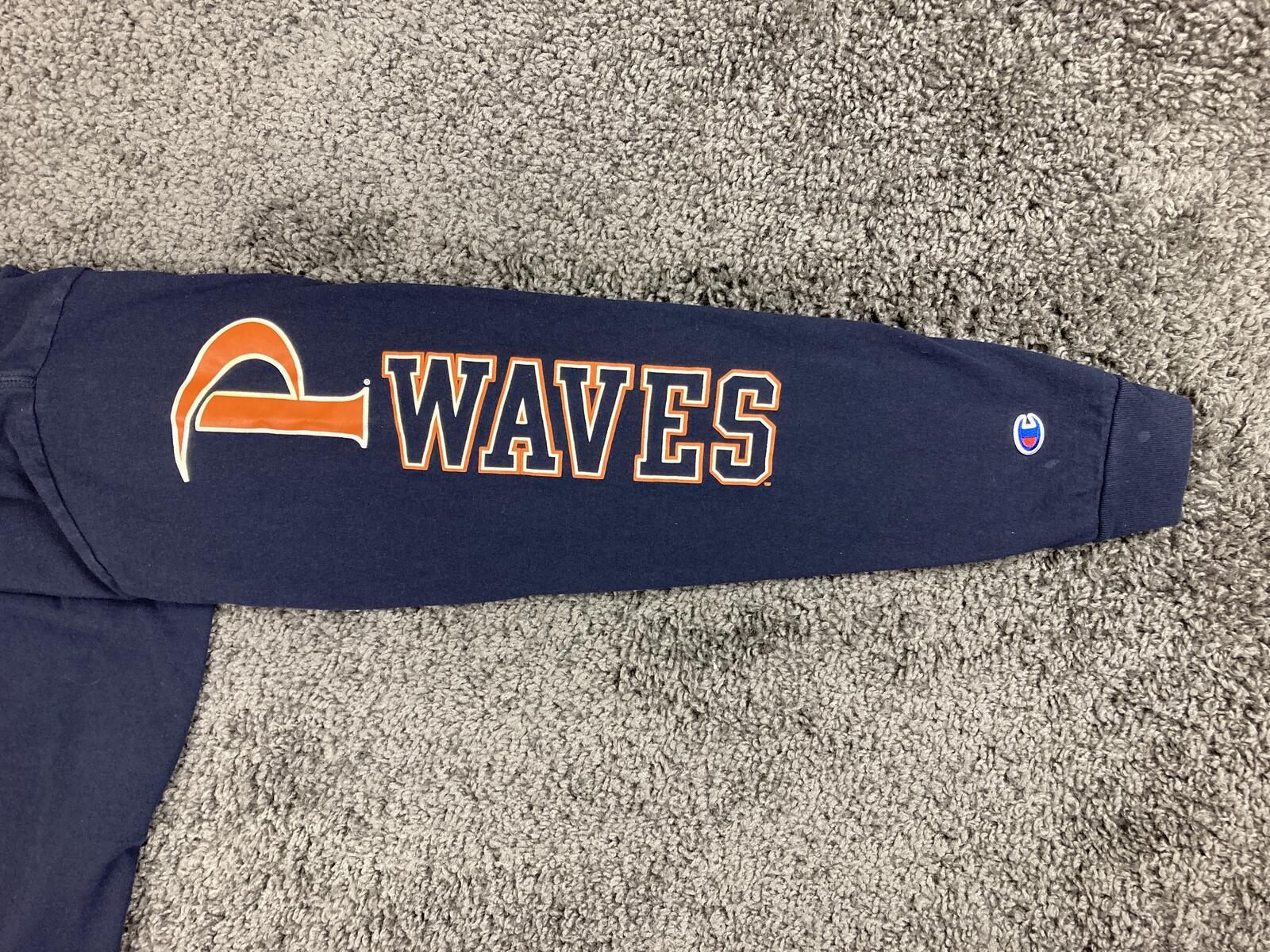 Champion Pepperdine Waves Long Sleeve Shirt Navy Blue Mens NCAA Sz Large