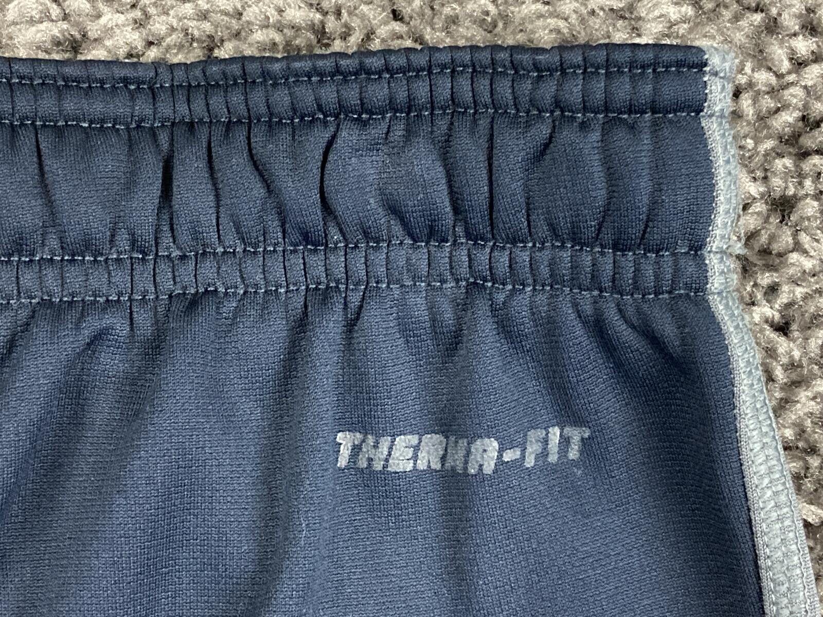 Nike Therma-FIT Training Pants Mens Navy Blue Fleece Sweatpants Open Hem Grey XL
