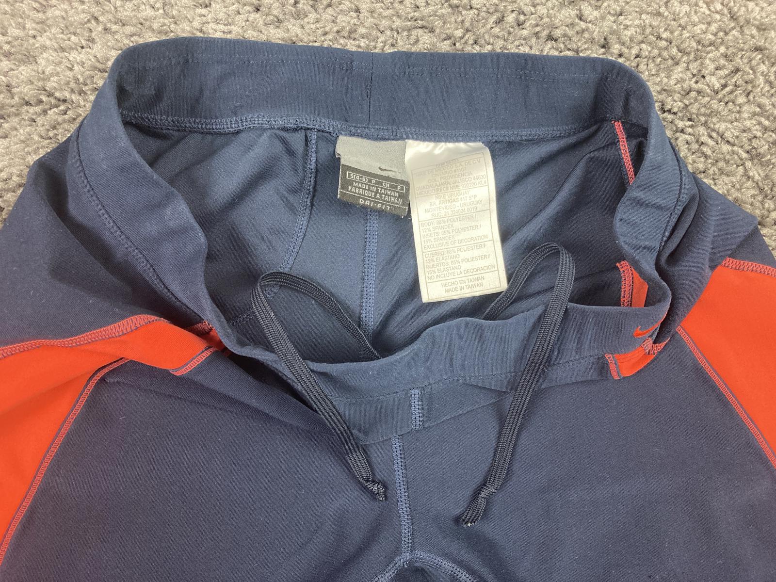 NIKE Dri-FIT Women's S(4-6) Navy Blue Orange Capri Athletic Leggings Running Gym