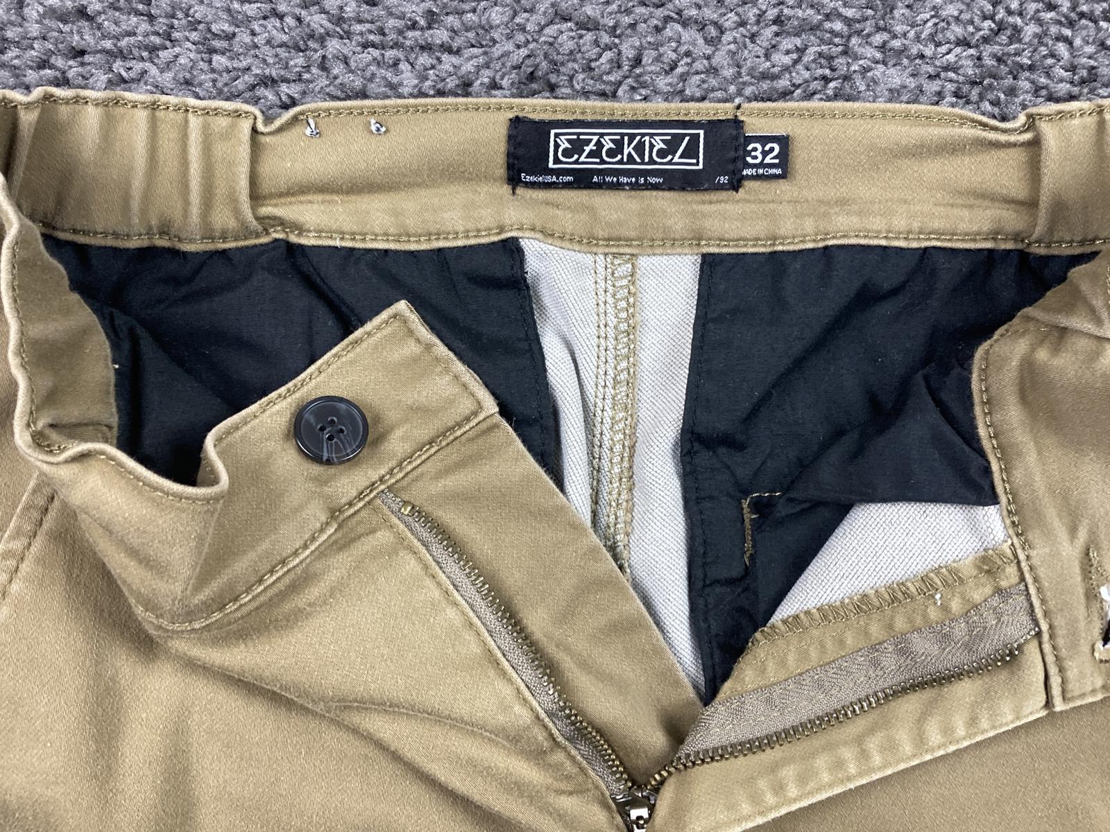 Ezekiel Jogger Pants Mens 32 Khaki Stretch Chino Tapered Elastic Gathered Ankle