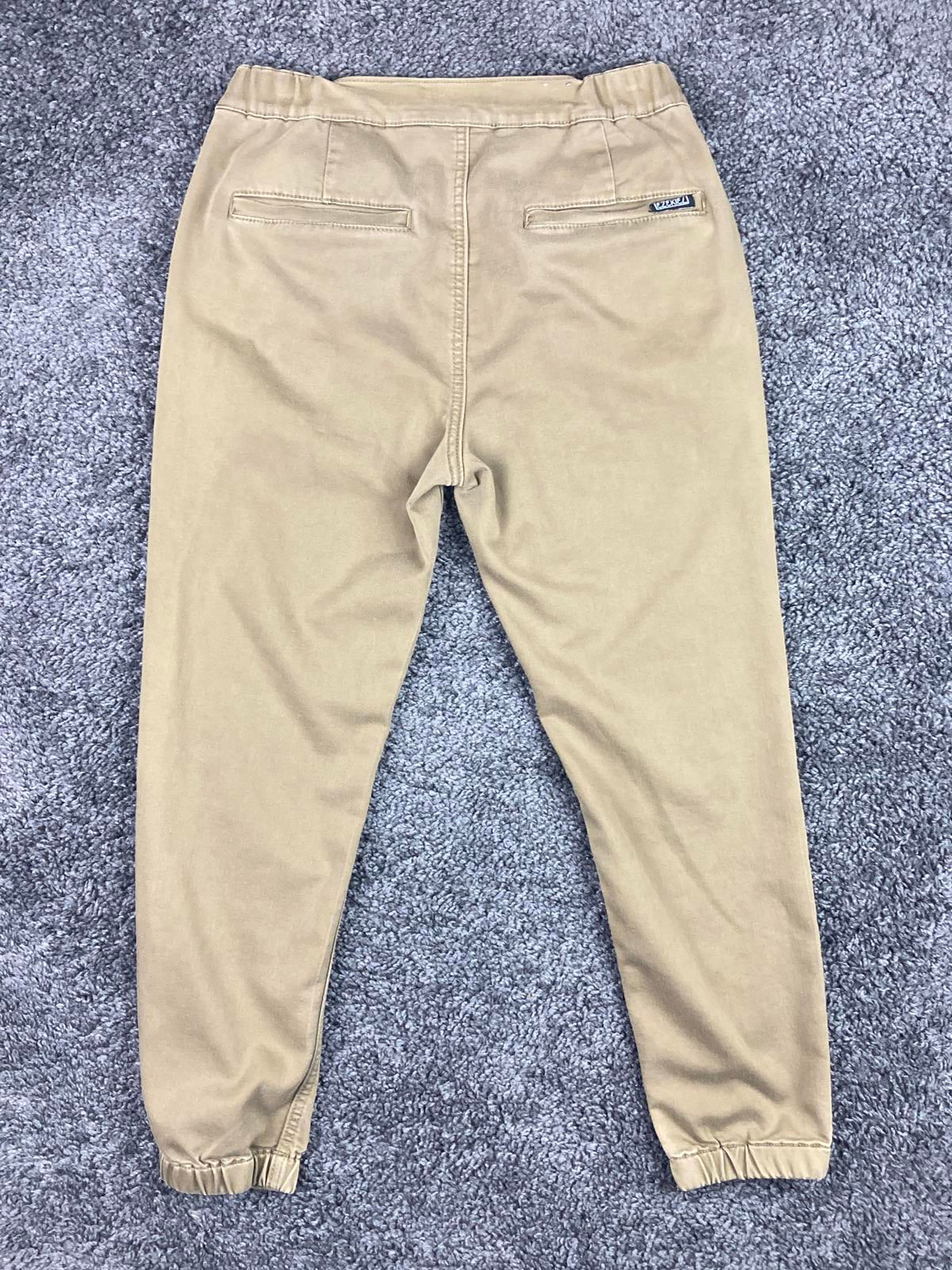 Ezekiel Jogger Pants Mens 32 Khaki Stretch Chino Tapered Elastic Gathered Ankle
