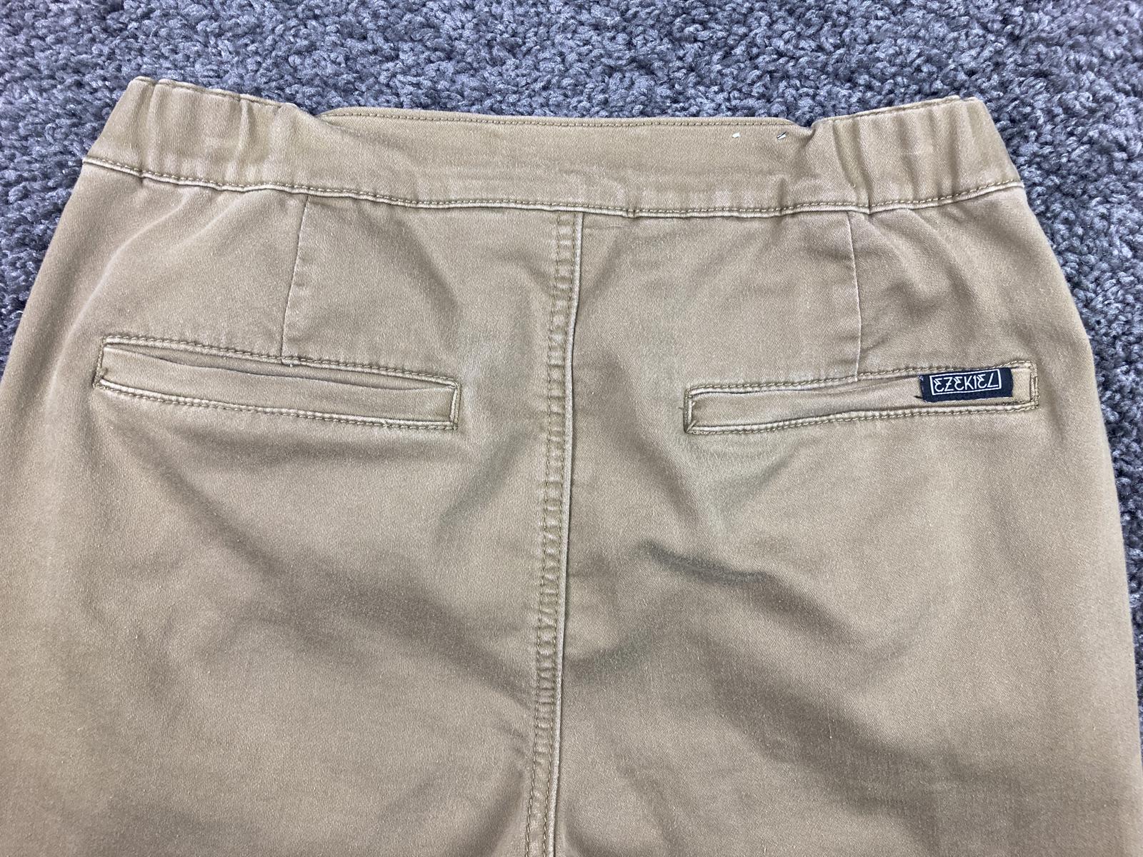 Ezekiel Jogger Pants Mens 32 Khaki Stretch Chino Tapered Elastic Gathered Ankle