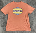 Hurley Mens XL Orange Heather Hexagon Sunset Logo Graphic T-Shirt Premium Fit