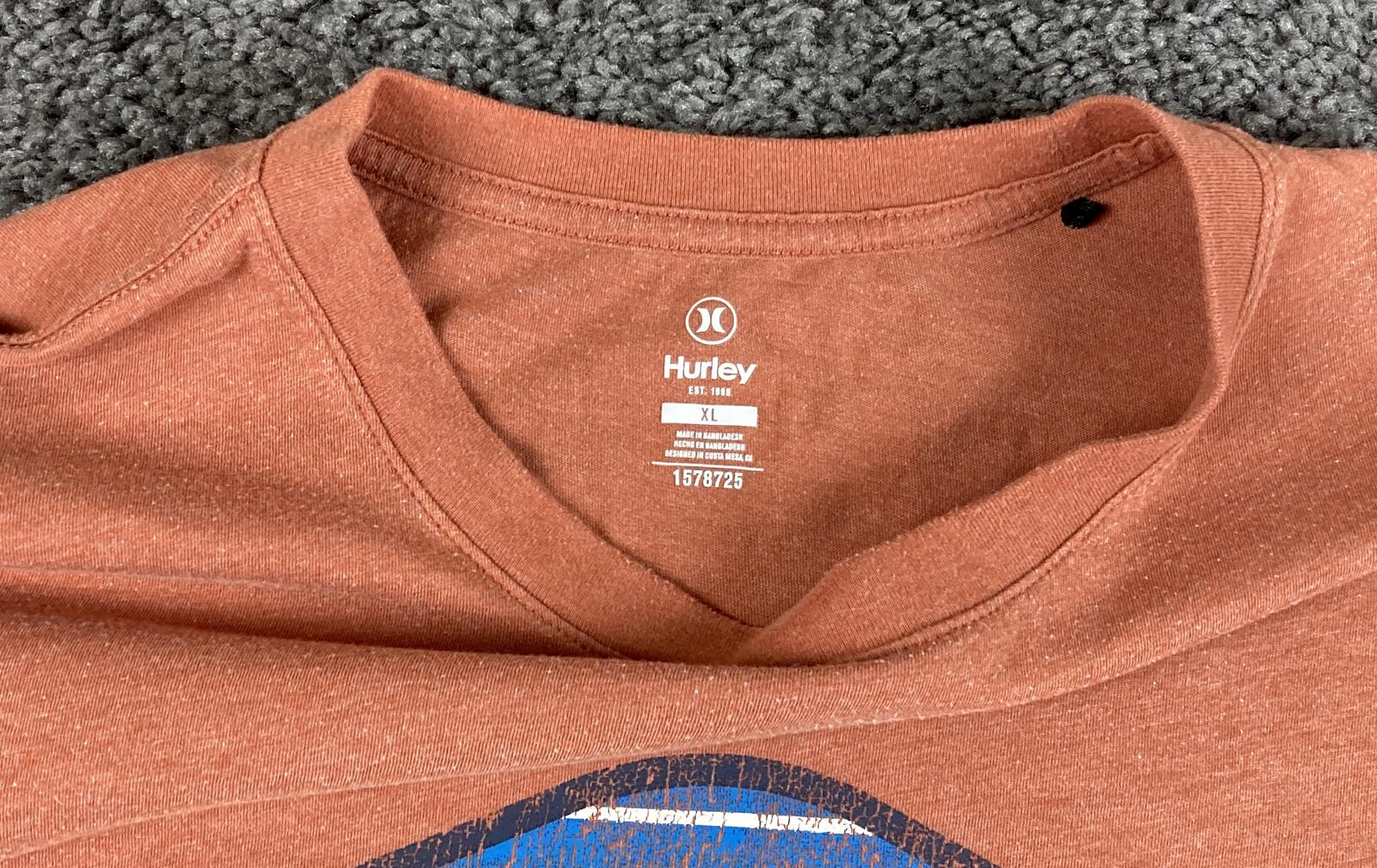 Hurley Mens XL Orange Heather Hexagon Sunset Logo Graphic T-Shirt Premium Fit