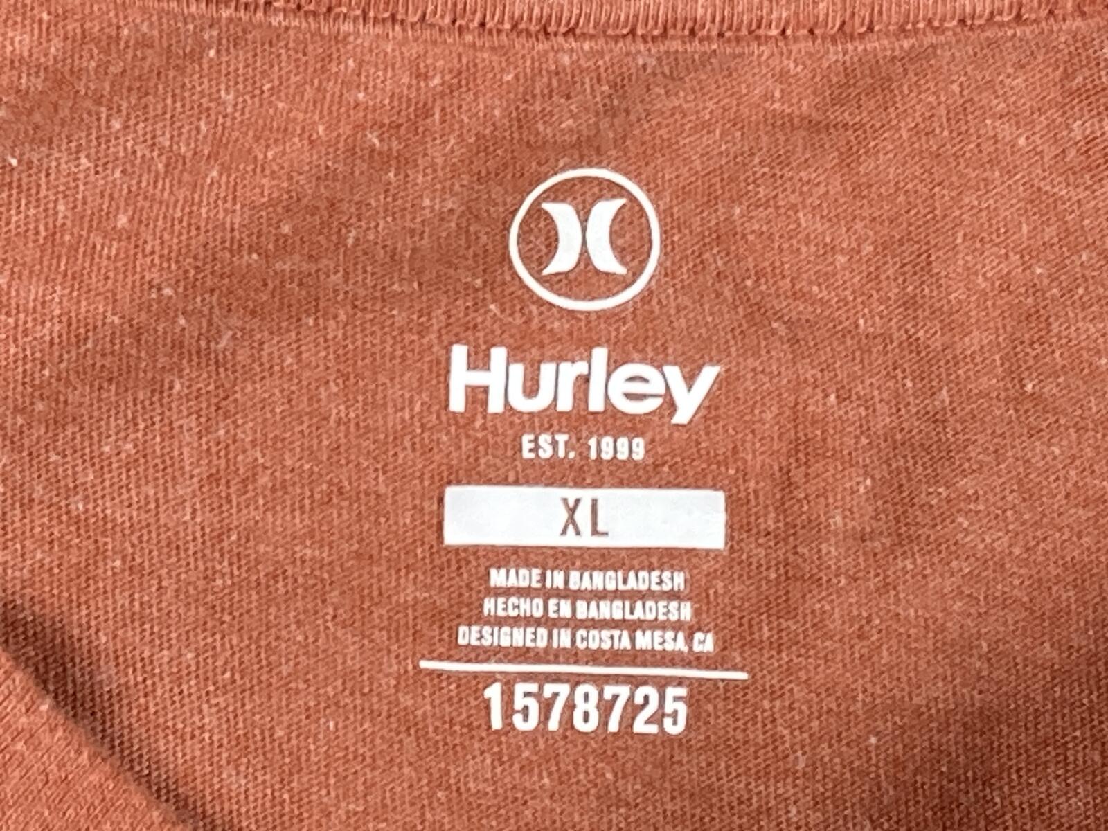 Hurley Mens XL Orange Heather Hexagon Sunset Logo Graphic T-Shirt Premium Fit