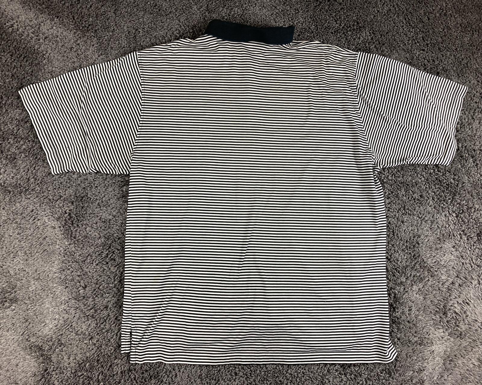 Fairway & Greene Men’s Polo Shirt Mercerized Cotton Striped Golf Black White XL