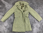 GUESS Tweed Wool Blend Coat Womens  Green Double Breasted Pea Coat Vintage Sz M