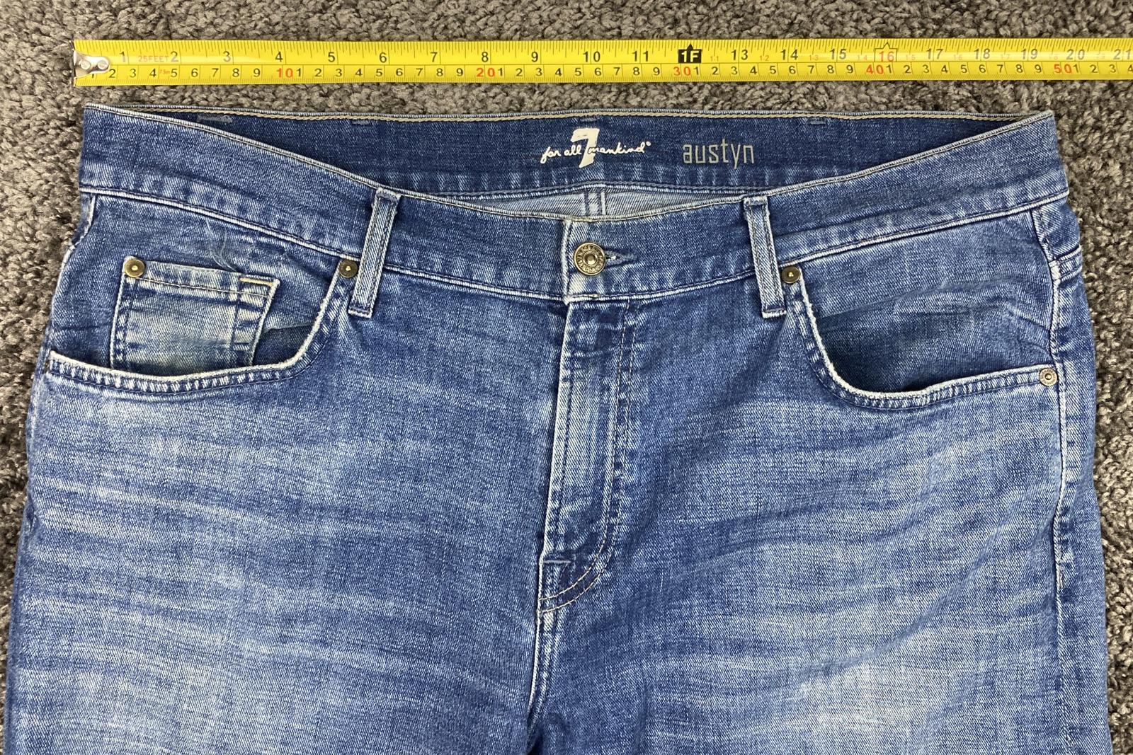 7 For All Mankind Austyn Mens Jeans 38 Blue Stretch Denim Raw Hem