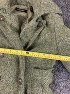 GUESS Tweed Wool Blend Coat Womens  Green Double Breasted Pea Coat Vintage Sz M