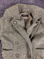 GUESS Tweed Wool Blend Coat Womens  Green Double Breasted Pea Coat Vintage Sz M