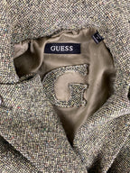 GUESS Tweed Wool Blend Coat Womens  Green Double Breasted Pea Coat Vintage Sz M