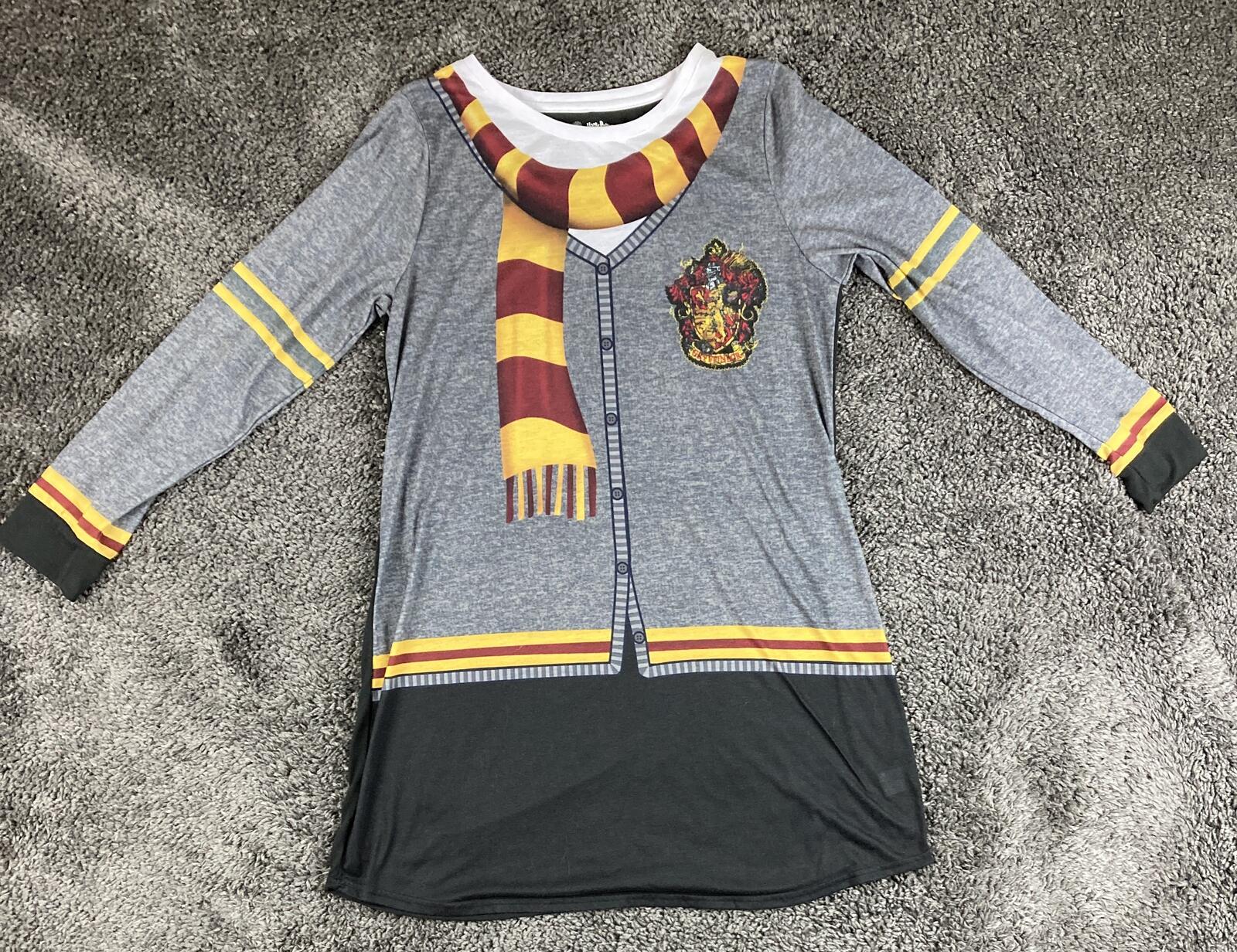 Harry Potter Nightgown Women's Gray Gryffindor Costume Sleep Shirt Sz XL
