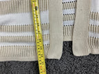 Belldini Cardigan White Beige Striped Pointelle Knit Open Front Sz Small