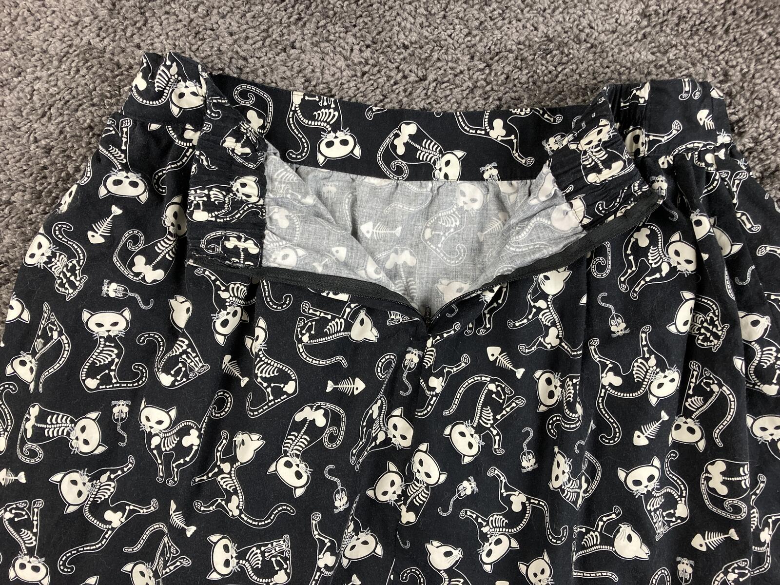 Folter Skeleton Cat Skirt Glow In The Dark Halloween Gothic Rockabilly Sz 4X