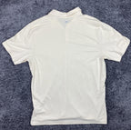 Travis Mathew Polo Shirt Size XL Cream Blue Stripe Pima Blend Golf