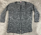 Vince Camuto Open Cardigan Sweater Women's Black Gray Zebra Print  Sz Medium